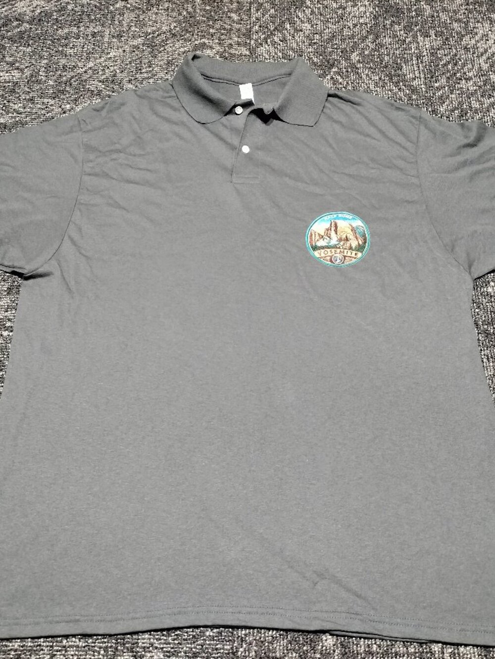Yosemite National Park Half Dome Charcoal Gray Polo T-shirt XL men's Brand New